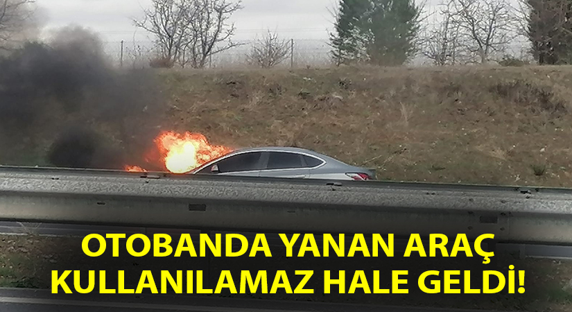 Aydın-İzmir Otobanında yanan otomobil