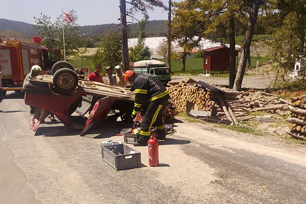 Denizli’nin Çameli ilçesinde orman sahasında yapılan kesimin ardından yol kenarına