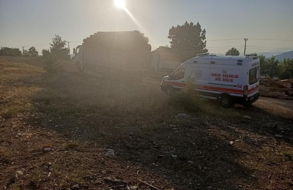 Denizli’nin Çameli ilçesinde, orman deposunda tomruk indirildiği sırada yaşanan iş