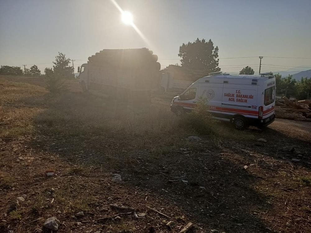 Denizli’nin Çameli ilçesinde, orman deposunda tomruk indirildiği sırada yaşanan iş