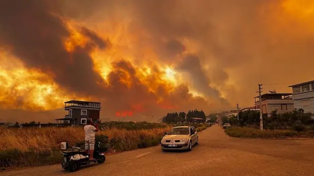 İzmir’in Çeşme ilçesinde ziraat alanından ormanlık alana sıçrayan yangın, Ildır,