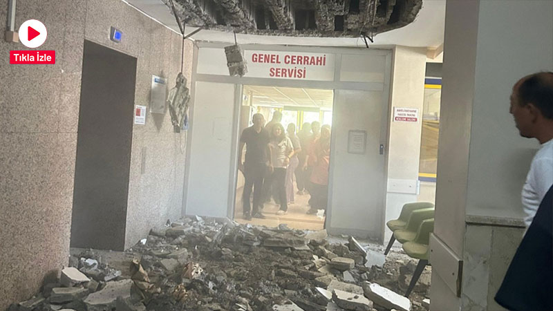 Denizli Devlet Hastanesi’nin sekiz bloktan oluşan yapısında, ameliyathane önündeki tavan