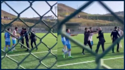 Denizli’nin Pamukkale ilçesindeki amatör lig maçında iki takım oyuncuları arasında