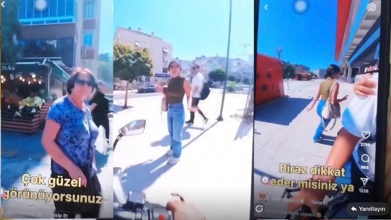 İzmir'de sosyal medyada paylaştığı görüntülerde motosikletiyle yayalara tehlikeli şekilde yaklaşarak