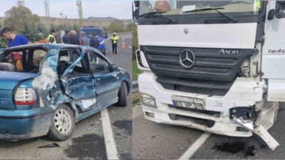 Uşak’ta otomobil ile tırın çarpışması sonucu, otomobil sürücüsü ağır yaralandı.