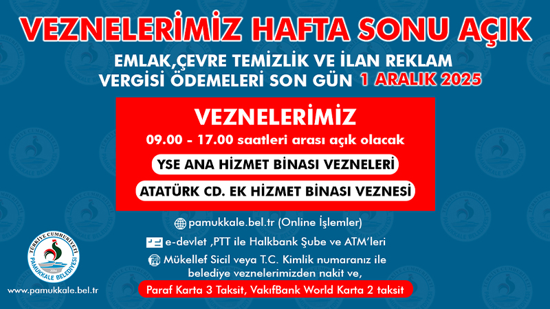 T.C. Pamukkale Belediyesi, Emlak, Çevre Temizlik ve İlan Reklam Vergisi’nin