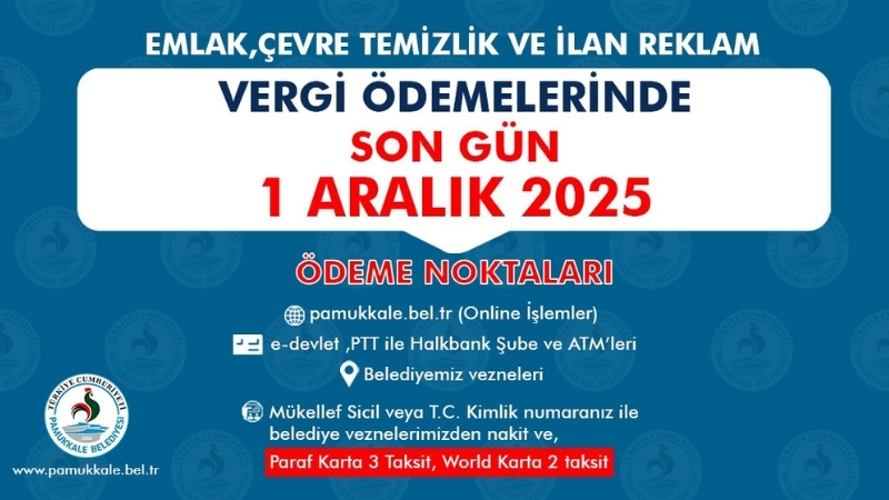 T.C. Pamukkale Belediyesi, Emlak, Çevre Temizlik ve İlan Reklam Vergisi'nin