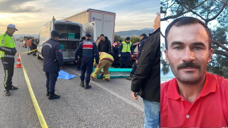Manisa'nın Alaşehir ilçesinde park halindeki bir tıra arkadan çarpan otomobilin
