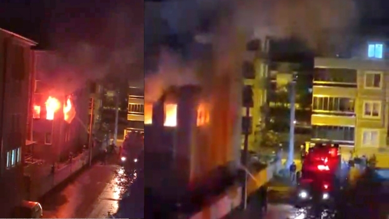  Kütahya’nın Dumlupınar Mahallesi’nde bir apartman dairesinde çıkan yangında, biri