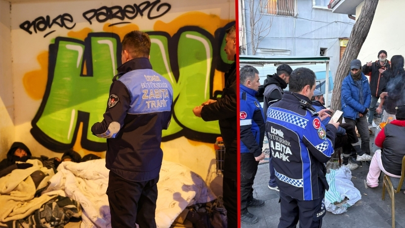 Soğukların etkisini artırdığı İzmir’de Büyükşehir Belediyesi ekipleri sokakta yaşadığı tespit