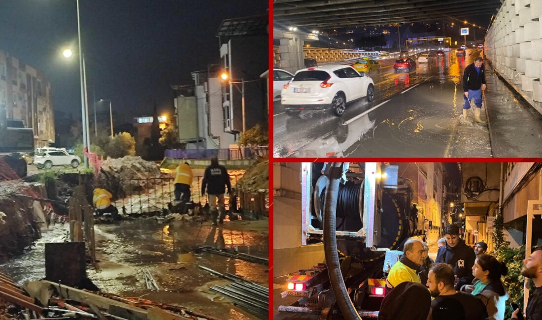 İzmir’de akşam saatlerinde etkisini artıran sağanak yağış ve fırtına, kent