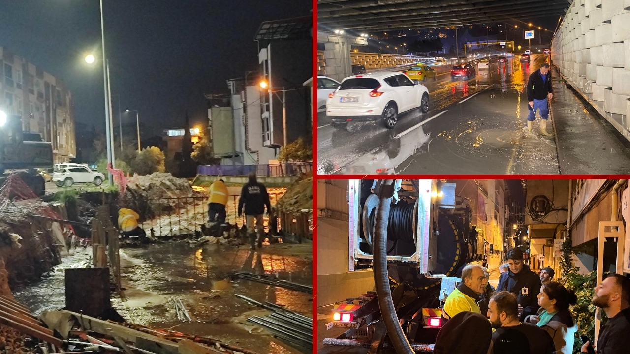 İzmir’de akşam saatlerinde etkisini artıran sağanak yağış ve fırtına, kent