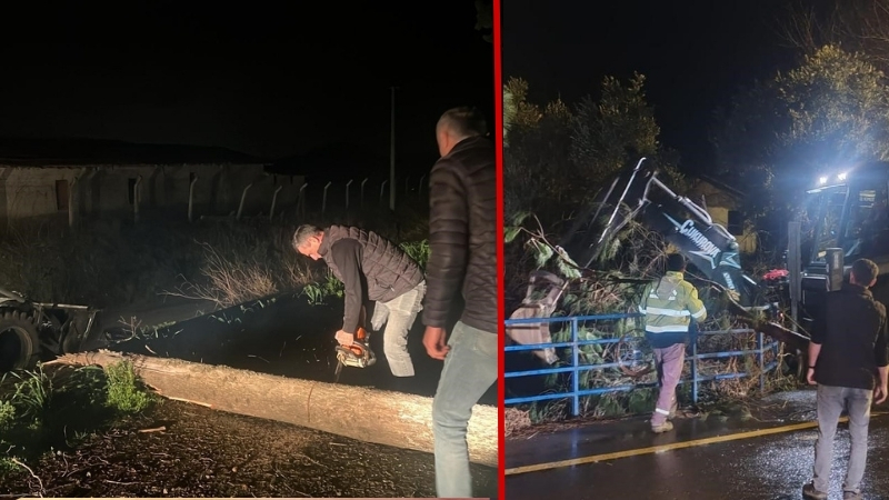Aydın’ın Germencik ilçesinde akşam saatlerinde etkili olan şiddetli yağış ve