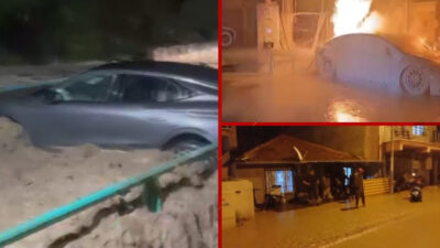 Manisa’da akşam saatlerinde etkisini artıran şiddetli sağanak, kenti adeta felç