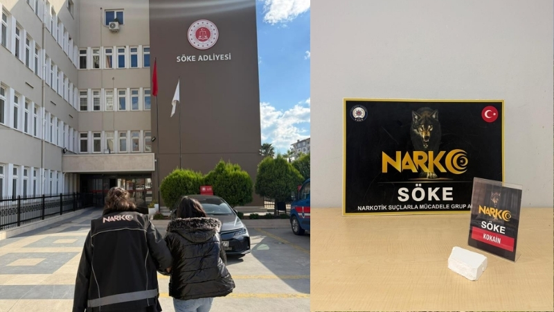 Aydın’ın Söke ilçesinde narkotik ekiplerince durdurulan yolcu otobüsünde bir şahsın