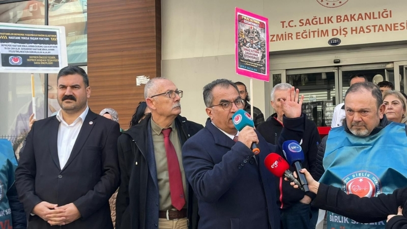Birlik Sağlık-Sen Genel Başkanı Ahmet Doğruyol, İzmir Eğitim Diş Hastanesi
