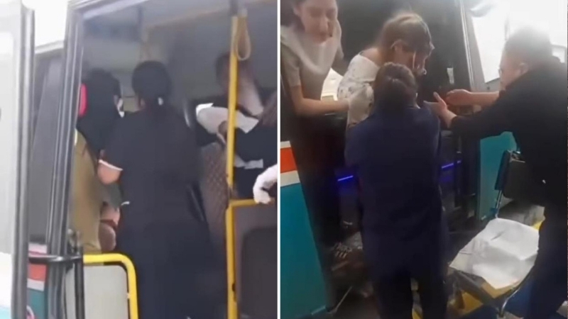 İzmir’de seyir halindeki bir minibüste yolculuk yapan hamile kadın, araç