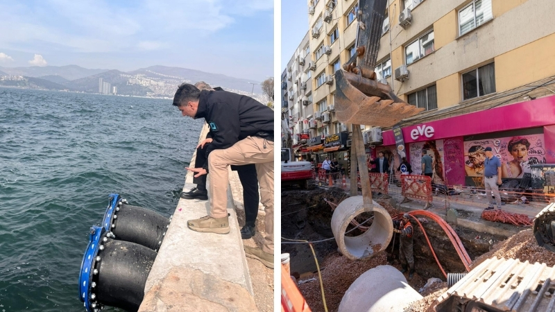 İzmir’in en yoğun bölgelerinden Alsancak’ta yağmur sularının yarattığı taşkınlar ve