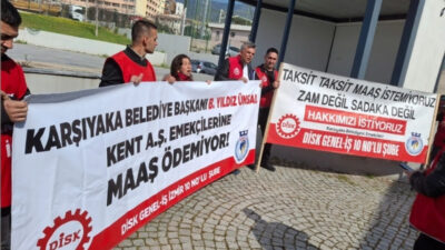 Karşıyaka Belediyesi’nde 8 aydır maaşlarını alamayan işçiler, belediye yönetiminin düzenlemek