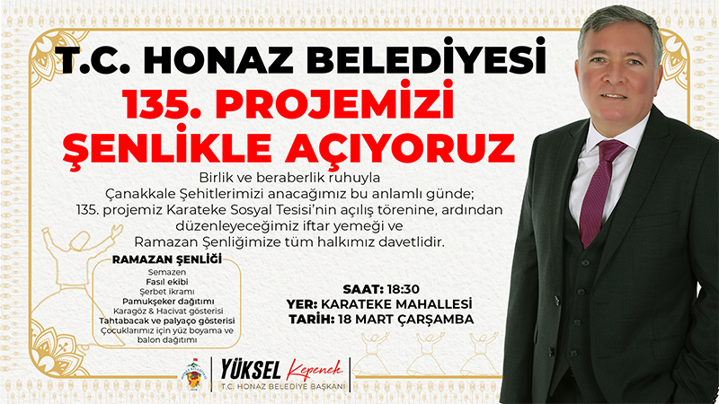 Honaz Belediyesi, 135. projesinin açılışını görkemli bir programla gerçekleştirmeye hazırlanıyor.