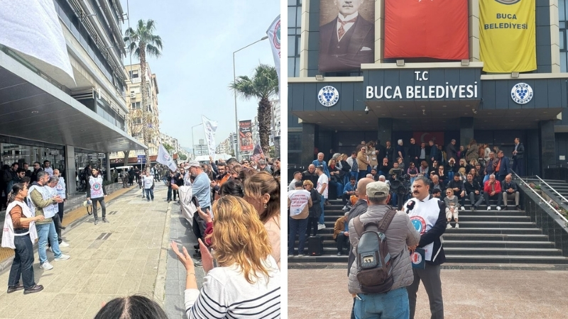 İzmir’de Buca Belediyesi’ne yönelik eleştiriler giderek sertleşiyor. Memurlar belediye önünde