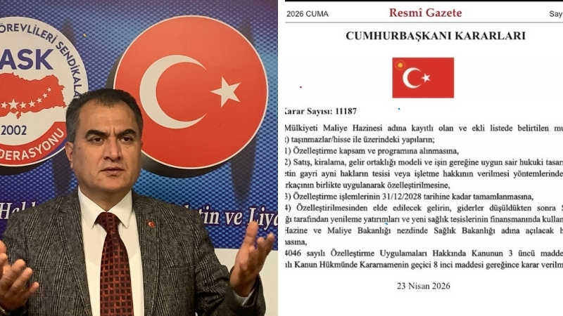 Birlik Sağlık-Sen Genel Başkanı Ahmet Doğruyol, Resmi Gazete’de yayımlanan karar