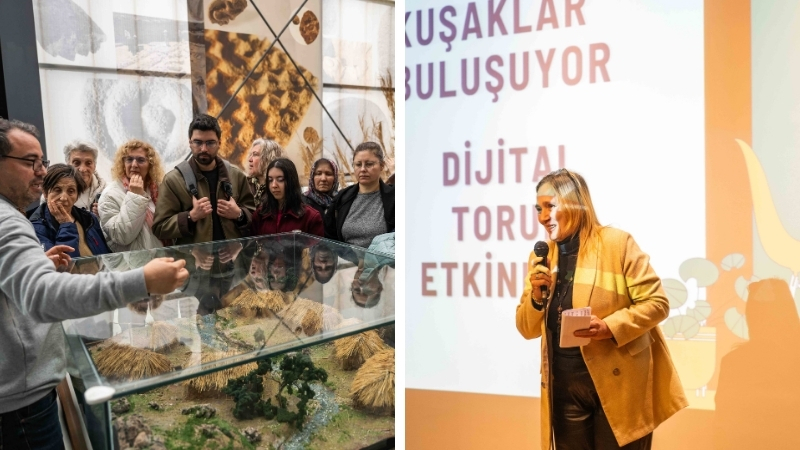 Bornova Belediyesi’nin düzenlediği “Kuşaklararası Öğrenme – Dijital Torun” etkinliğinde gençler,