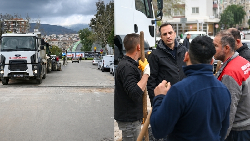 Bornova Belediye Başkanı Ömer Eşki, Kazım Dirik Mahallesi’ndeki Zafer Caddesi’nde