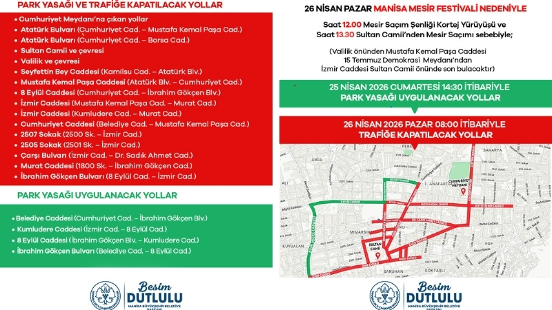 486. Uluslararası Manisa Mesir Macunu Festivali kapsamında, 25-26 Nisan 2026