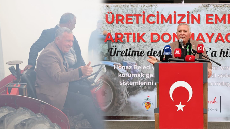 
Honaz Belediyesi, don ve buzlanmaya karşı üreticileri korumak amacıyla sisleme
