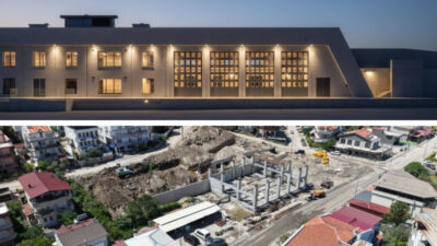 İzmir Büyükşehir Belediyesi’nin Dikili’de yapımını sürdürdüğü yeni itfaiye hizmet binasında