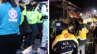 Denizli’nin Sarayköy ilçesinde İzmir’den Antalya’ya giden yolcu otobüsünün bariyerlere çarpıp