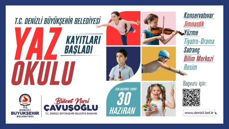 Denizli Büyükşehir Belediyesi’nin her yıl yoğun ilgi gören Yaz Okulu