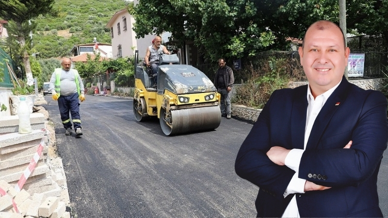 Menderes Belediyesi, Ahmetbeyli Mahallesi Maydonoz Koyu Mevkii’nde asfaltlama çalışmaları gerçekleştiriyor.