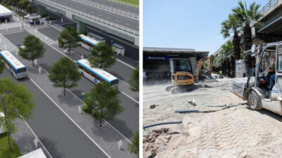 İzmir Büyükşehir Belediyesi’nin Bornova Aktarma İstasyonu’nda sürdürdüğü kapsamlı yenileme çalışmalarında