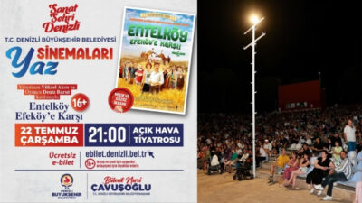 Denizli Büyükşehir Belediyesi tarafından düzenlenen “Yaz Sinemaları” etkinlikleri, bu akşam