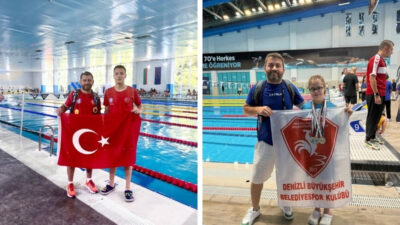 Denizli Büyükşehir Belediyespor Kulübü yüzücülerinden Mehmet Sarhanlı Bulgaristan’da, down sendromlu