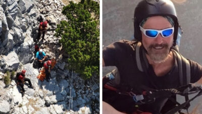 Muğla’nın Fethiye ilçesindeki dünyaca ünlü yamaç paraşütü merkezi Babadağ’dan tandem