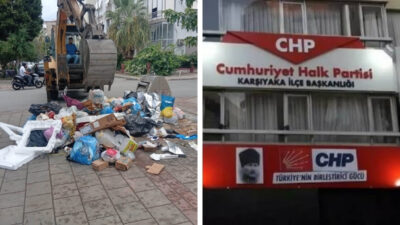 CHP Karşıyaka İlçe Başkanlığı, son günlerde ilçe genelinde çöplerin toplanmadığına
