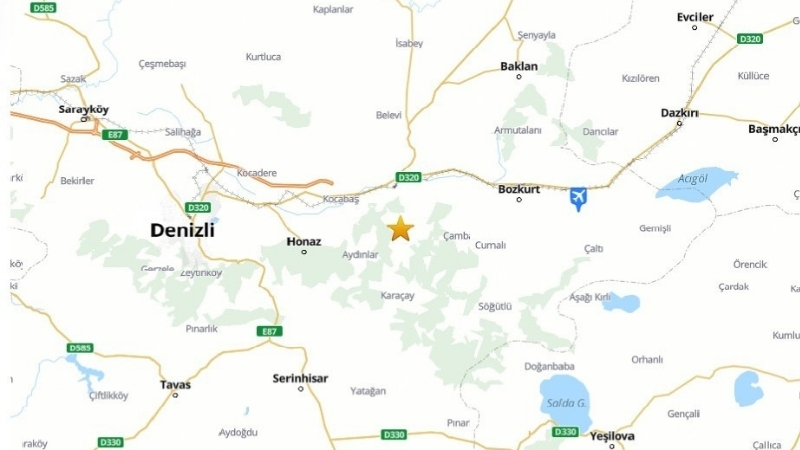 Denizli sabaha karşı meydana gelen orta büyüklükteki deprem ve ardından