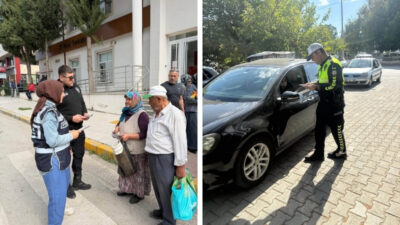 Denizli'nin Çal ilçesinde İlçe Emniyet Amirliği ekipleri, vatandaşların hem trafikte